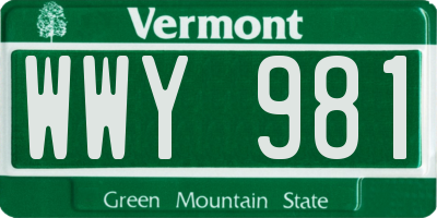 VT license plate WWY981
