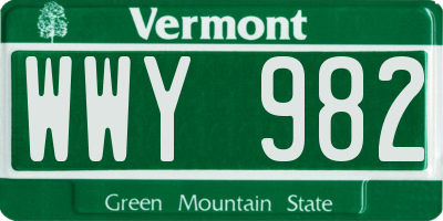 VT license plate WWY982