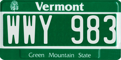 VT license plate WWY983