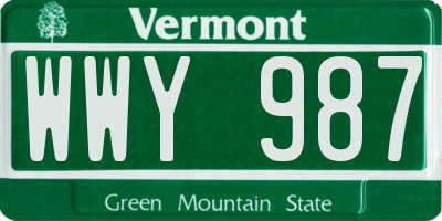 VT license plate WWY987
