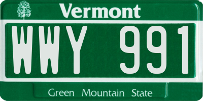 VT license plate WWY991