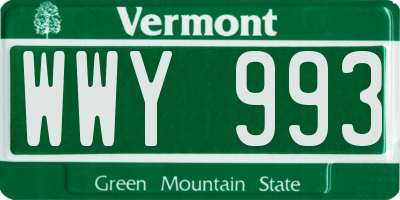 VT license plate WWY993