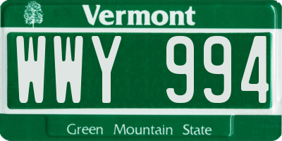 VT license plate WWY994