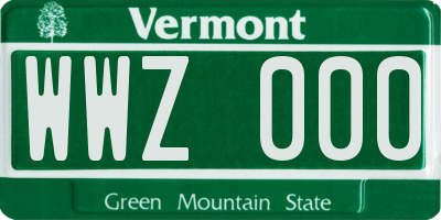 VT license plate WWZ000