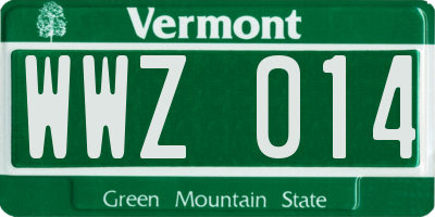 VT license plate WWZ014