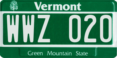 VT license plate WWZ020