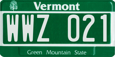 VT license plate WWZ021