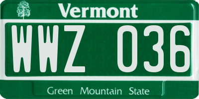 VT license plate WWZ036