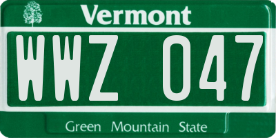 VT license plate WWZ047