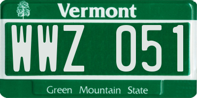 VT license plate WWZ051