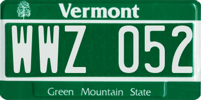 VT license plate WWZ052