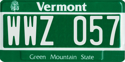 VT license plate WWZ057