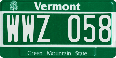 VT license plate WWZ058