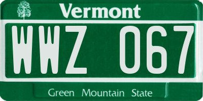 VT license plate WWZ067