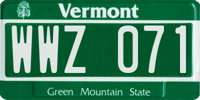 VT license plate WWZ071