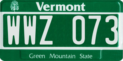 VT license plate WWZ073