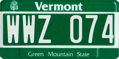 VT license plate WWZ074