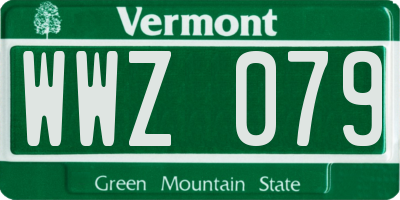 VT license plate WWZ079