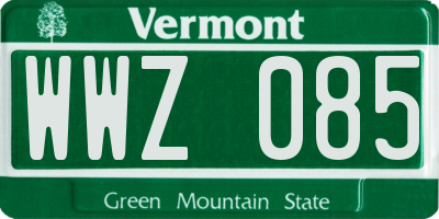 VT license plate WWZ085
