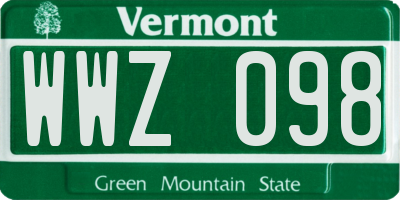 VT license plate WWZ098