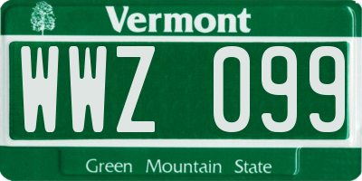 VT license plate WWZ099