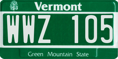 VT license plate WWZ105