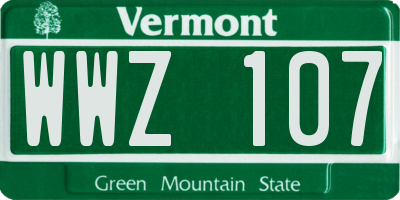 VT license plate WWZ107