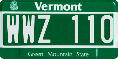 VT license plate WWZ110