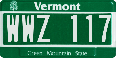 VT license plate WWZ117