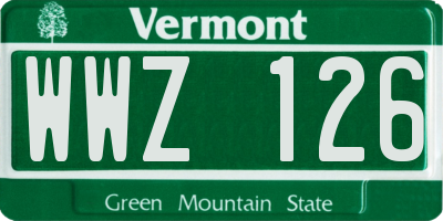 VT license plate WWZ126