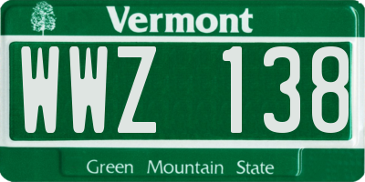 VT license plate WWZ138