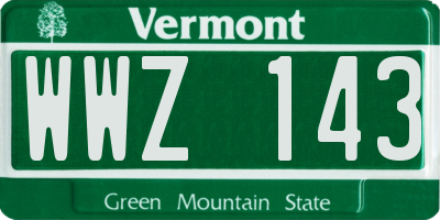 VT license plate WWZ143