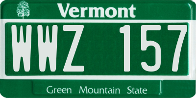 VT license plate WWZ157