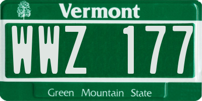 VT license plate WWZ177