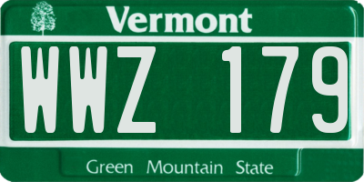 VT license plate WWZ179