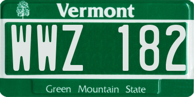 VT license plate WWZ182