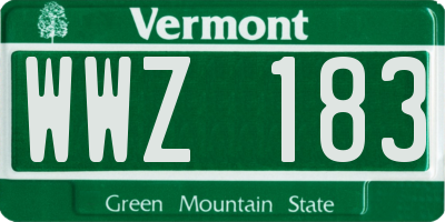 VT license plate WWZ183