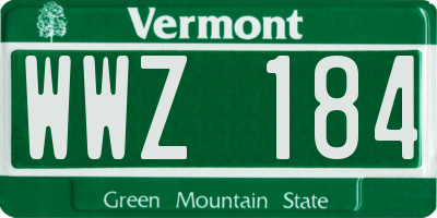VT license plate WWZ184