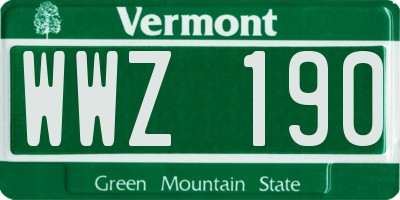 VT license plate WWZ190