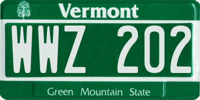 VT license plate WWZ202