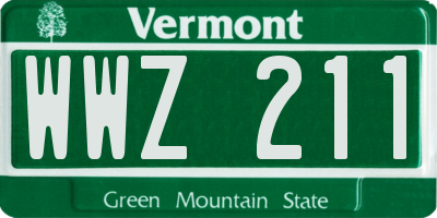 VT license plate WWZ211