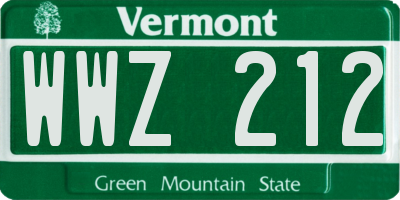 VT license plate WWZ212