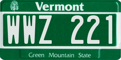 VT license plate WWZ221