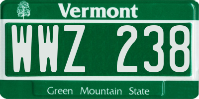 VT license plate WWZ238
