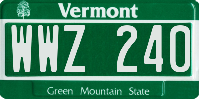 VT license plate WWZ240