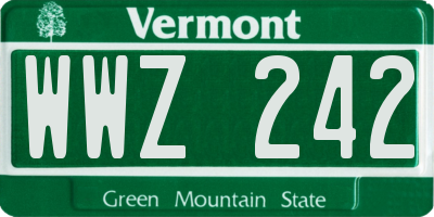 VT license plate WWZ242