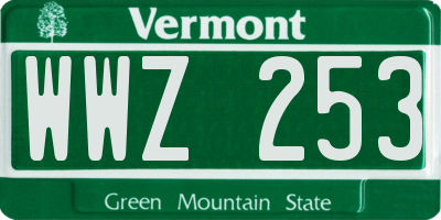 VT license plate WWZ253