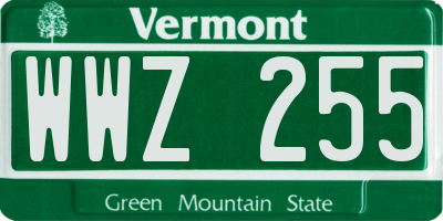 VT license plate WWZ255
