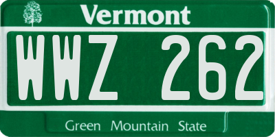VT license plate WWZ262