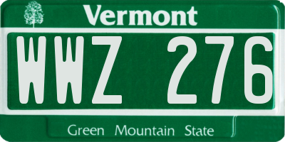 VT license plate WWZ276